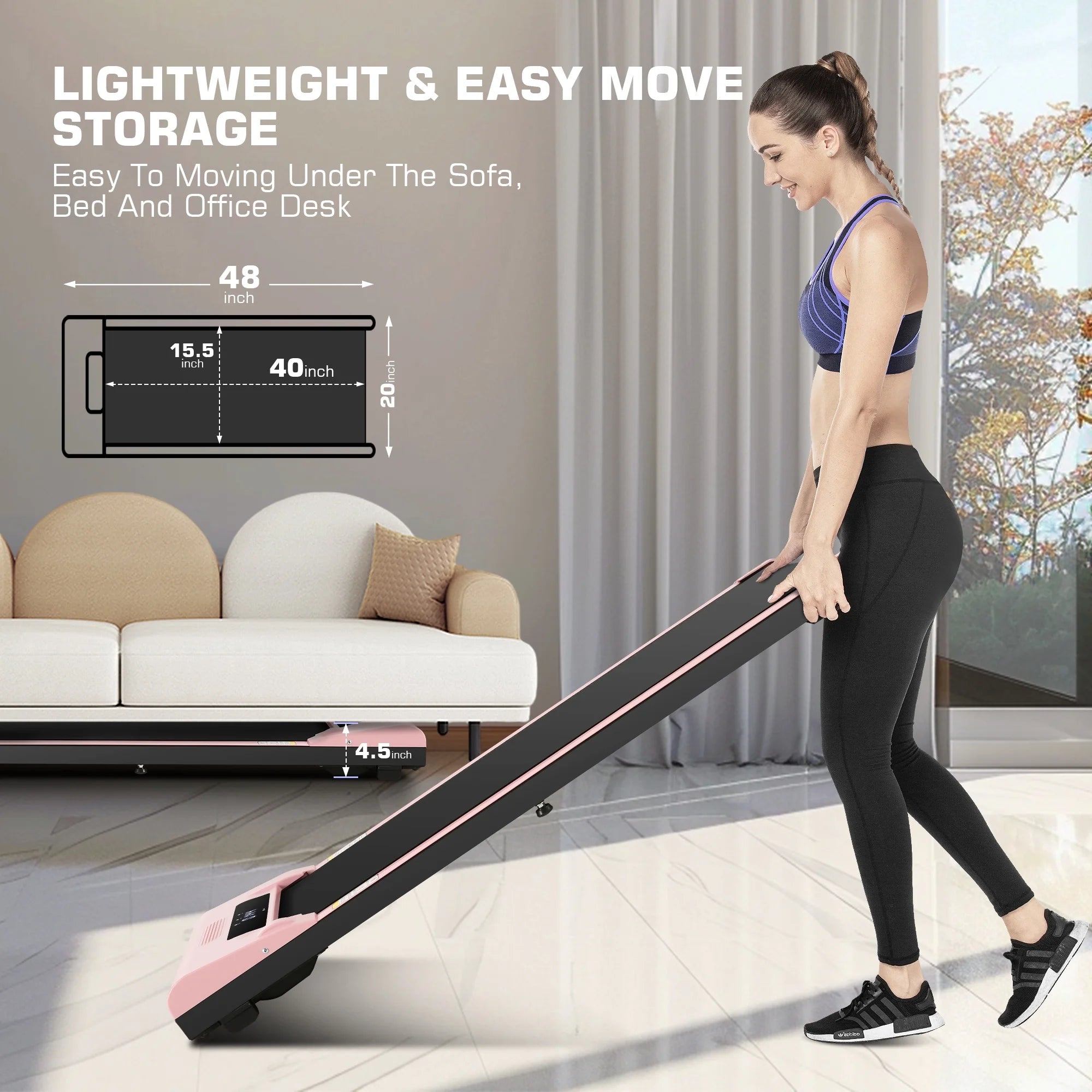 ANCHEER Walking Pad, 2 in 1 under Desk Treadmill with Remote Control、Led Display, 300 Lbs Portable Treadmill for Home/Office (White)