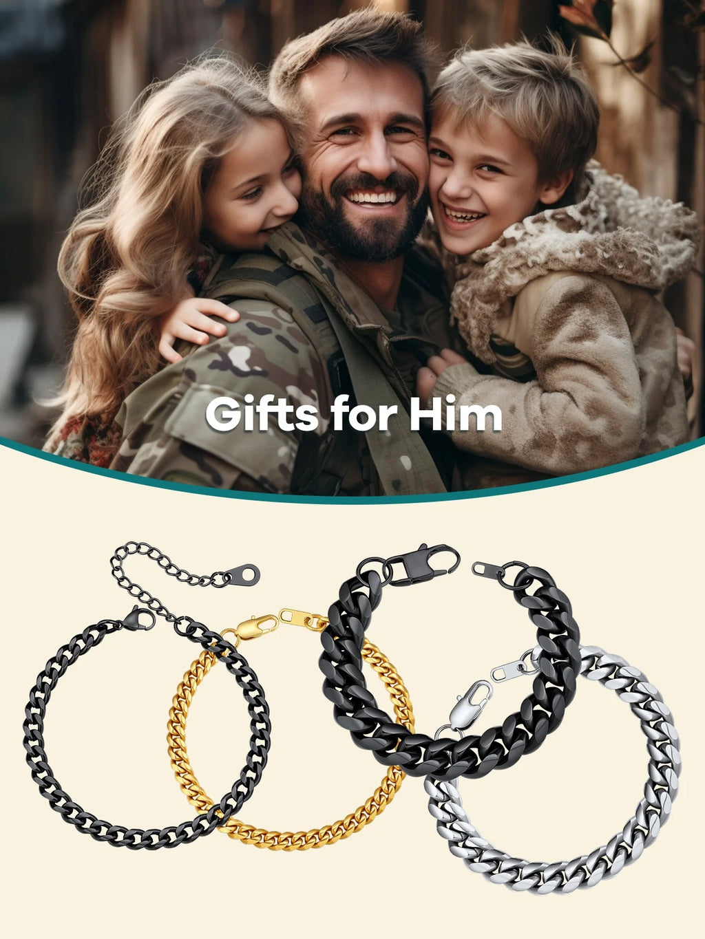 Bracelet for Men Chunky Cuban Bracelet 10MM 7.5 Inch Stainless Steel Chain Bracelet Mens Birthday Valentines Day Jewelry Gifts for Him Dad Adults Age